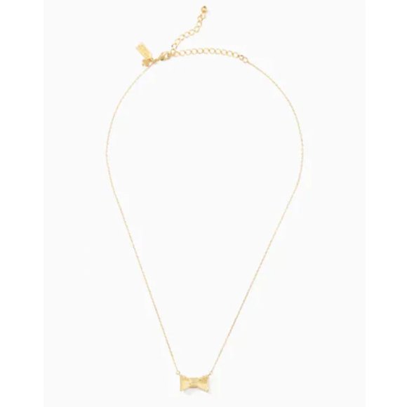 KATE SPADE Bow Gold Mini Pendant Adjustable Chain Necklace NEW - Picture 2 of 4